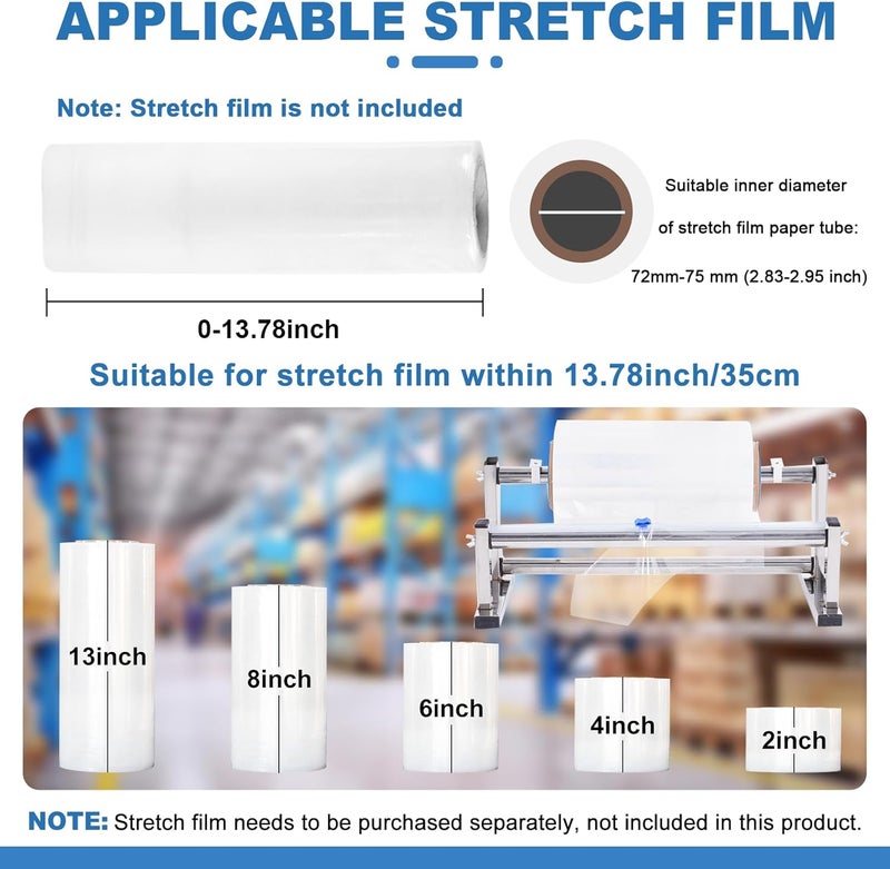 Consfly Stretch Film Wrap Dispenser with Cutter, 13.78 inch Table Stretch Film Wrapping Machine, Manual Stainless Steel Industrial Commercial Packing Machine - Image 3
